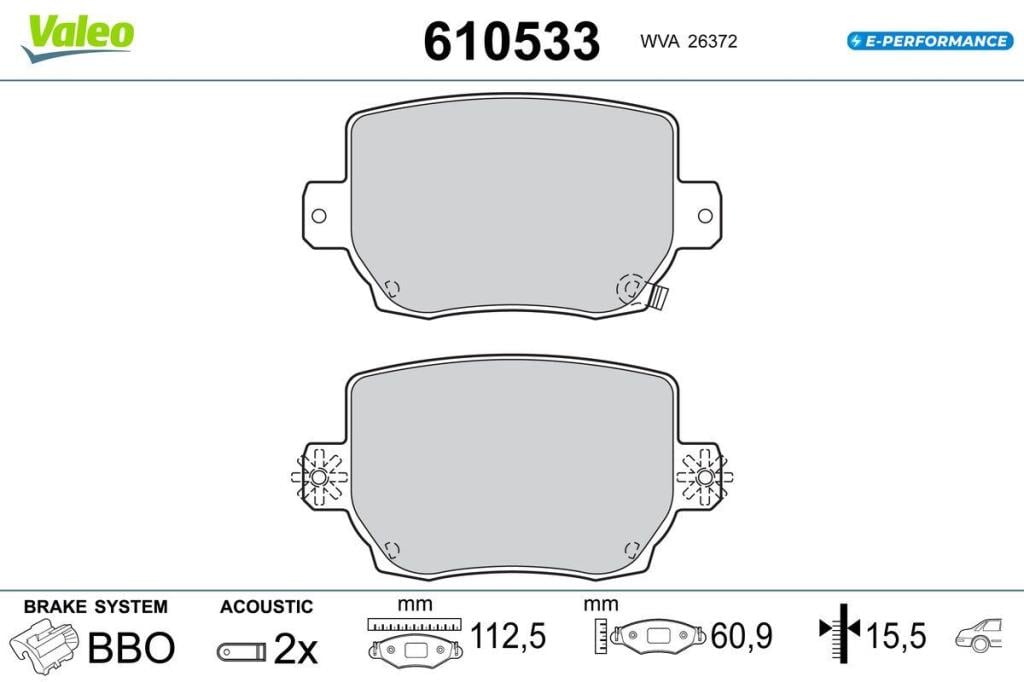 Jogo de 4 pastilhas de travão VALEO ref. 610533
